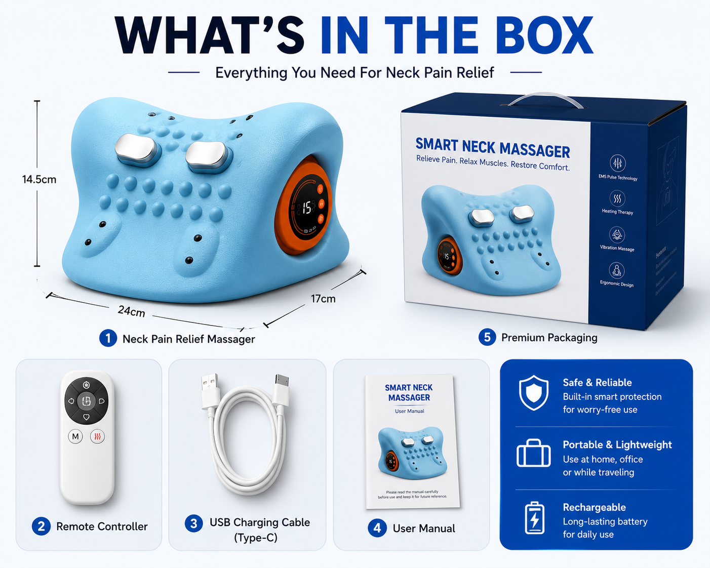 Electric Neck Massager Pillow – Cervical Traction & Vibration Relief