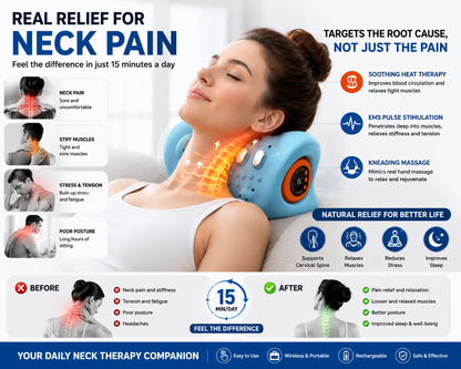 Electric Neck Massager Pillow – Cervical Traction & Vibration Relief