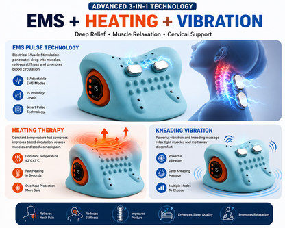 Electric Neck Massager Pillow – Cervical Traction & Vibration Relief