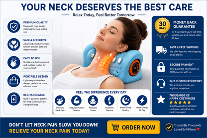 Electric Neck Massager Pillow – Cervical Traction & Vibration Relief